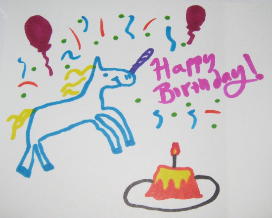 Birthday card greeting drawn with Sharpies