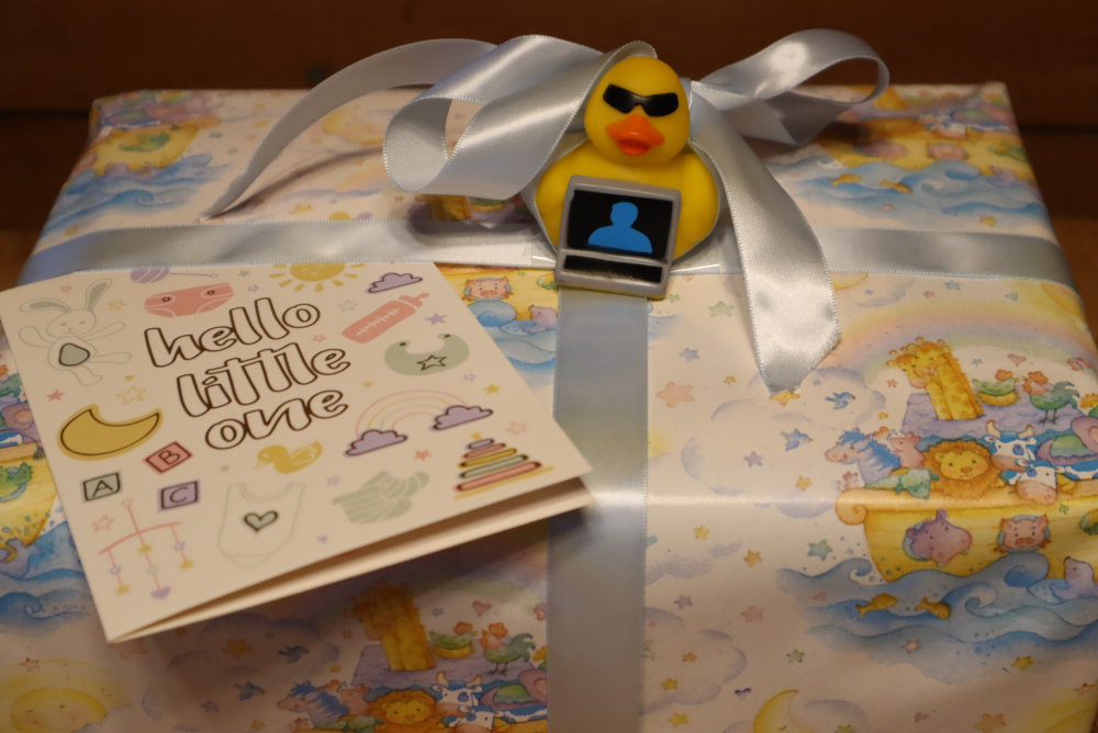 Baby Shower Gift Wrapped With Rubber Duckie